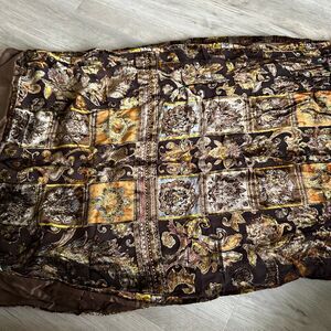 Altea Milano Rich Brown Gold Marigold Velvet Burnout & Silk Scarf Made In Italy